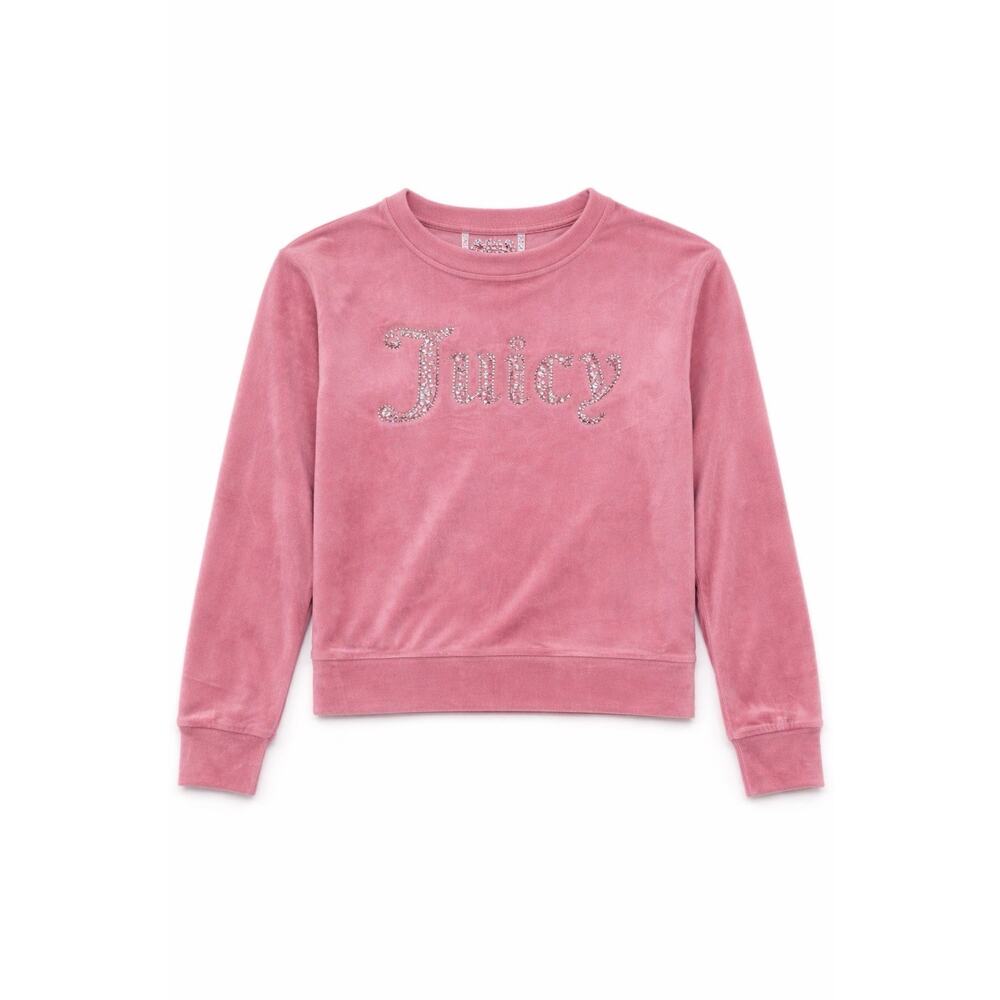 Juicy Couture Women’s XL Velour Sweatshirt Pink Rhinestone Logo NWT Y2K